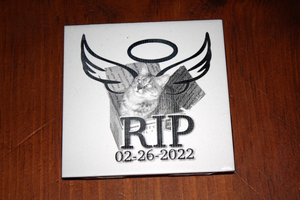 Customized Pet Memorial Grave Marker on 4" x 4" Tile