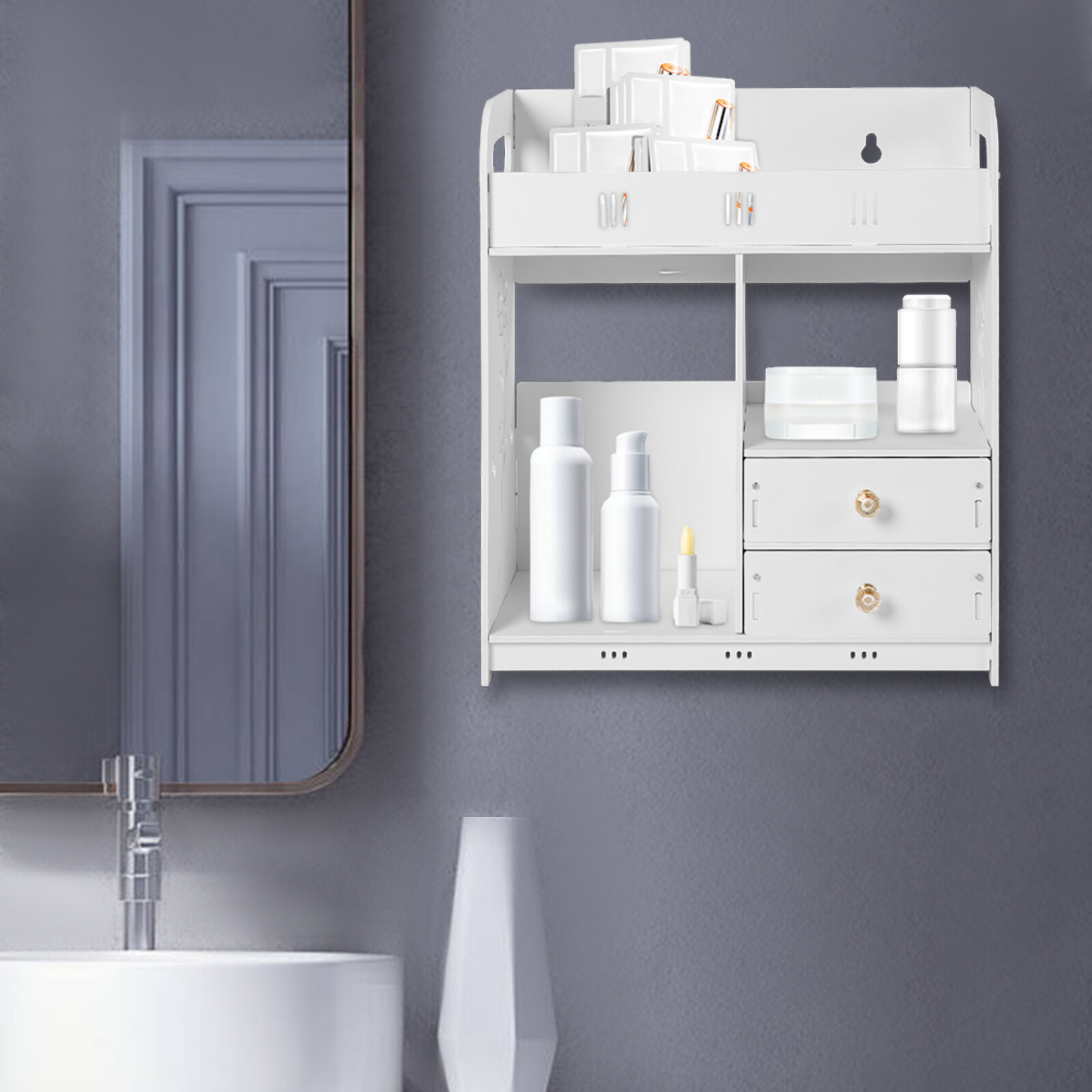 Bathroom Cabinet Wall Mount Medicine Cabinet Storage Cupboard Organizer White