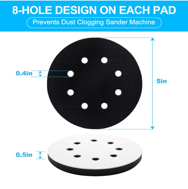 5 Inch 8 Holes Soft Interface Pads Hook +Loop Sponge Cushion Buffer Backing Pad