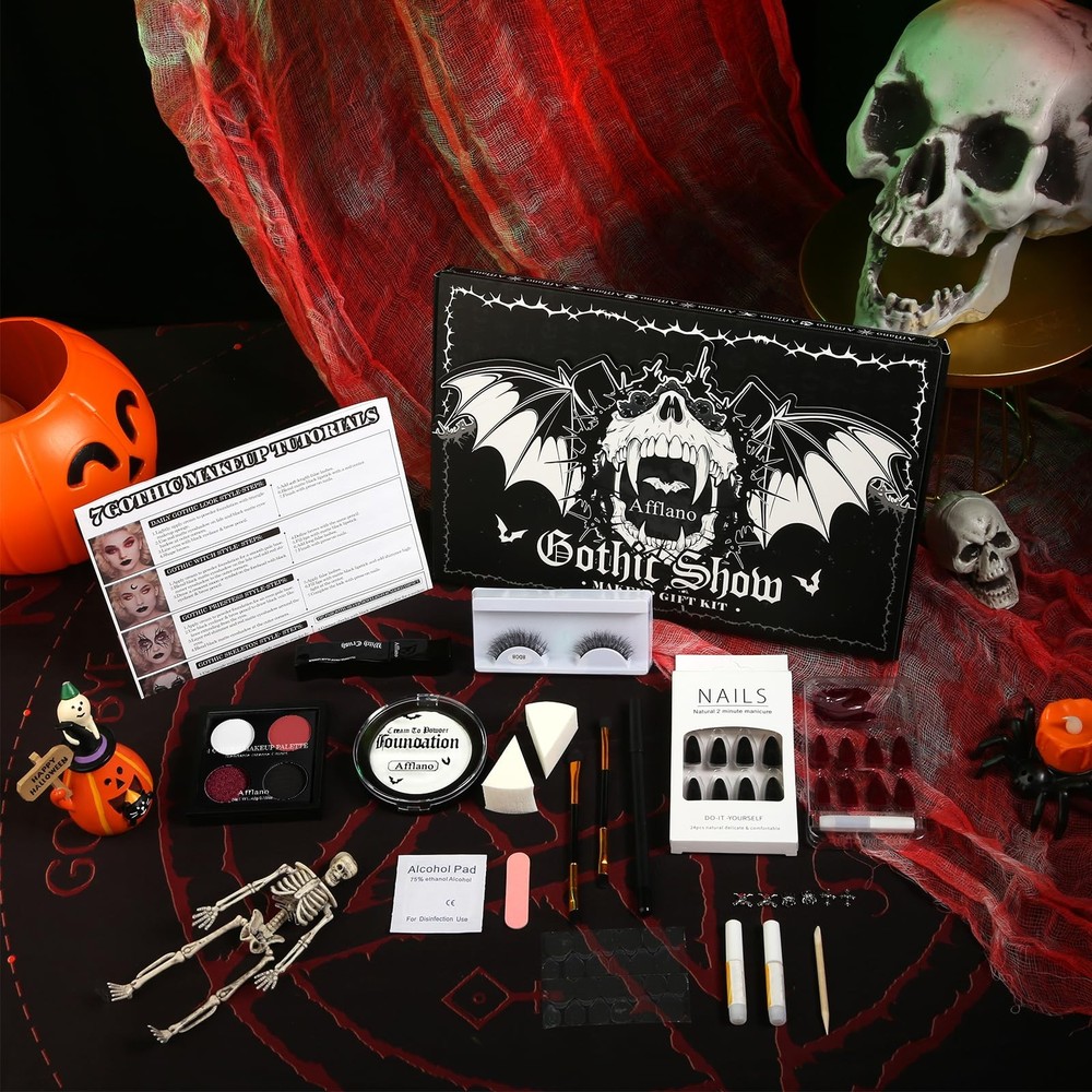 Goth Makeup Kit – Complete Gothic Make up Set for Vampire, Witch, Clown, Emo,...