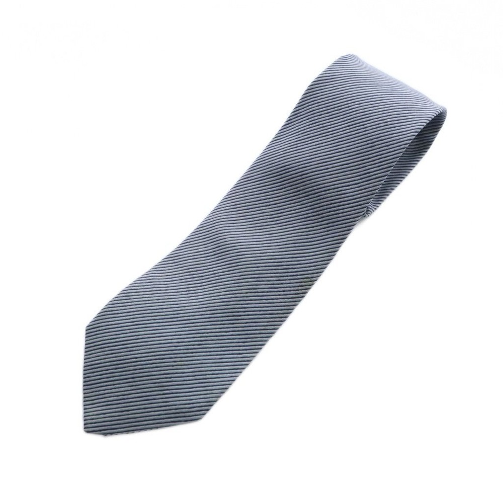Hermes Tie Silk Stripe Pattern Regular Tie Logo Navy