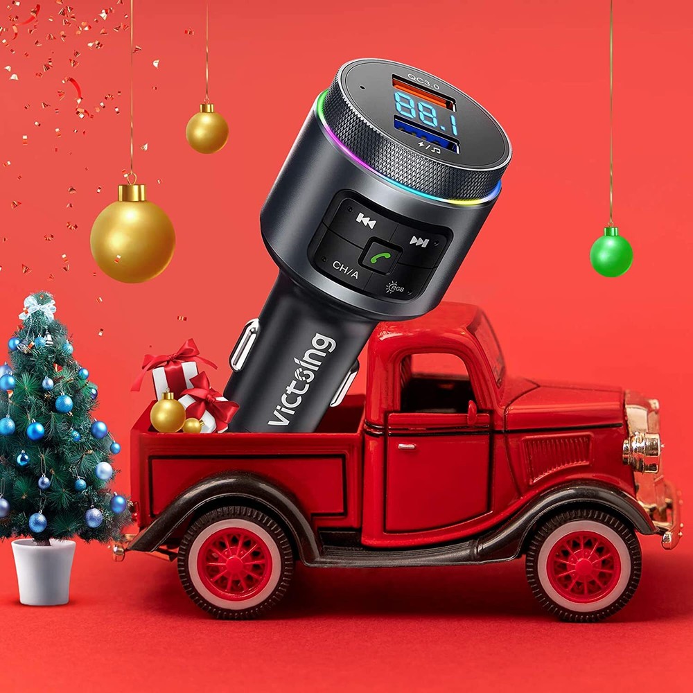 Bluetooth 5.0 Car Wireless FM Transmitter Adapter 2USB QC3.0 Charger Hands-Free