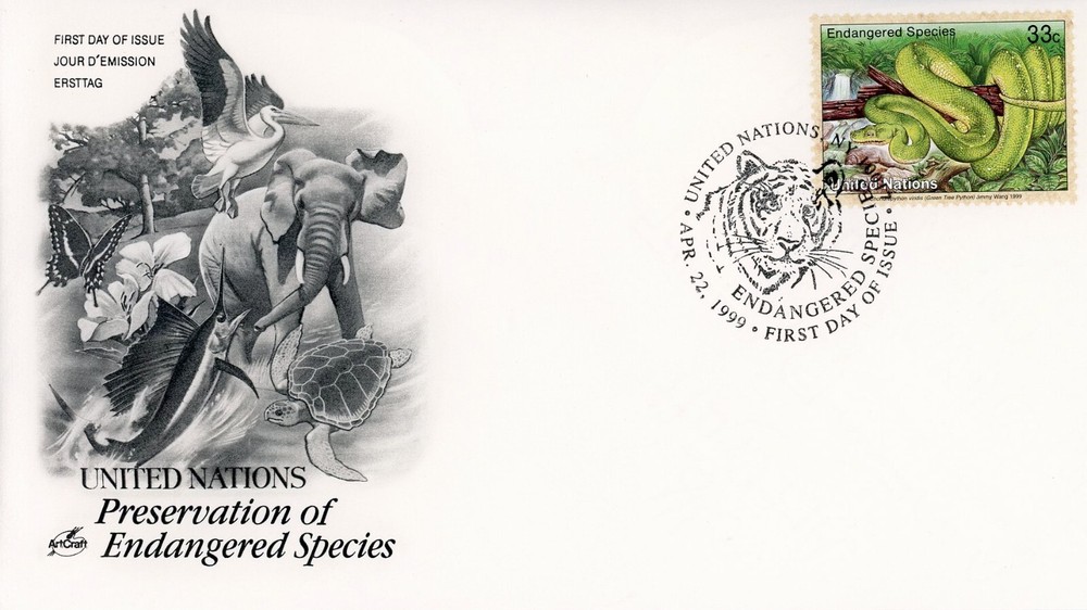 United Nations 757-760a FDC Endangered Species Set