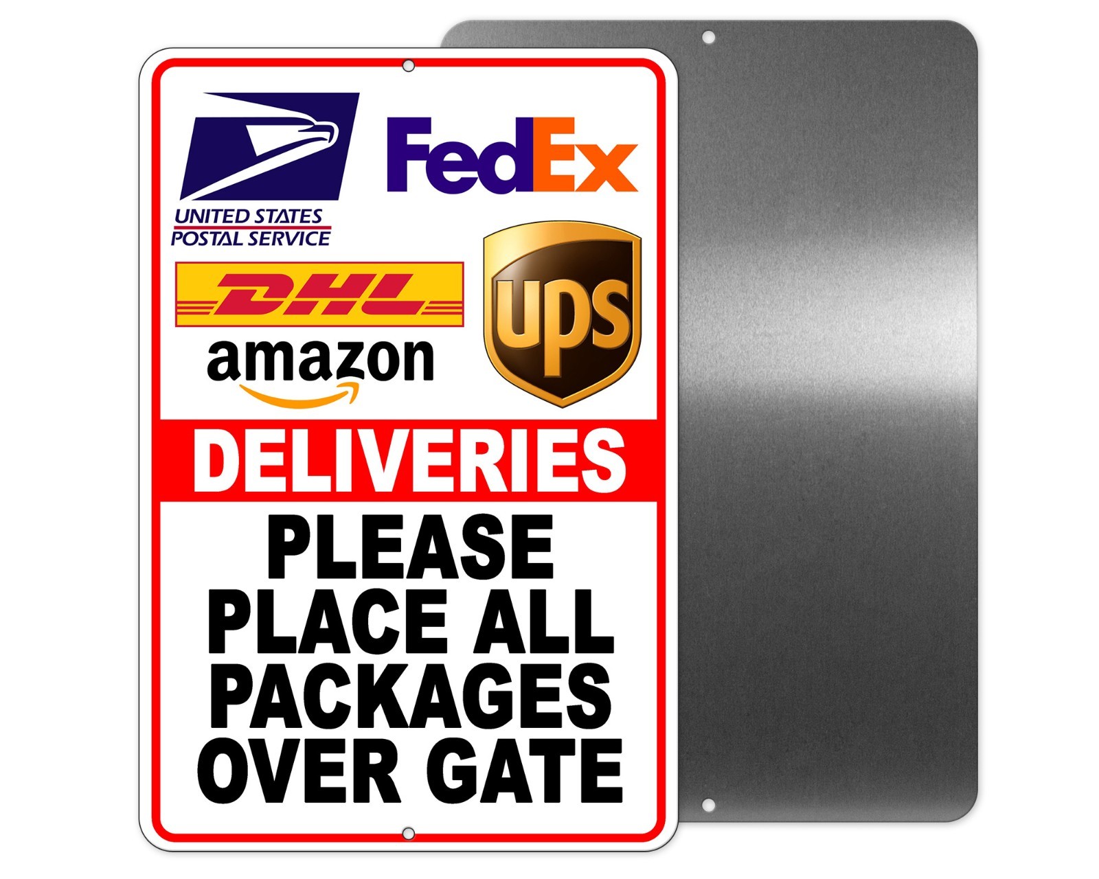 Deliver Packages Over The Gate Sign METAL  or Decal Delivery Driver