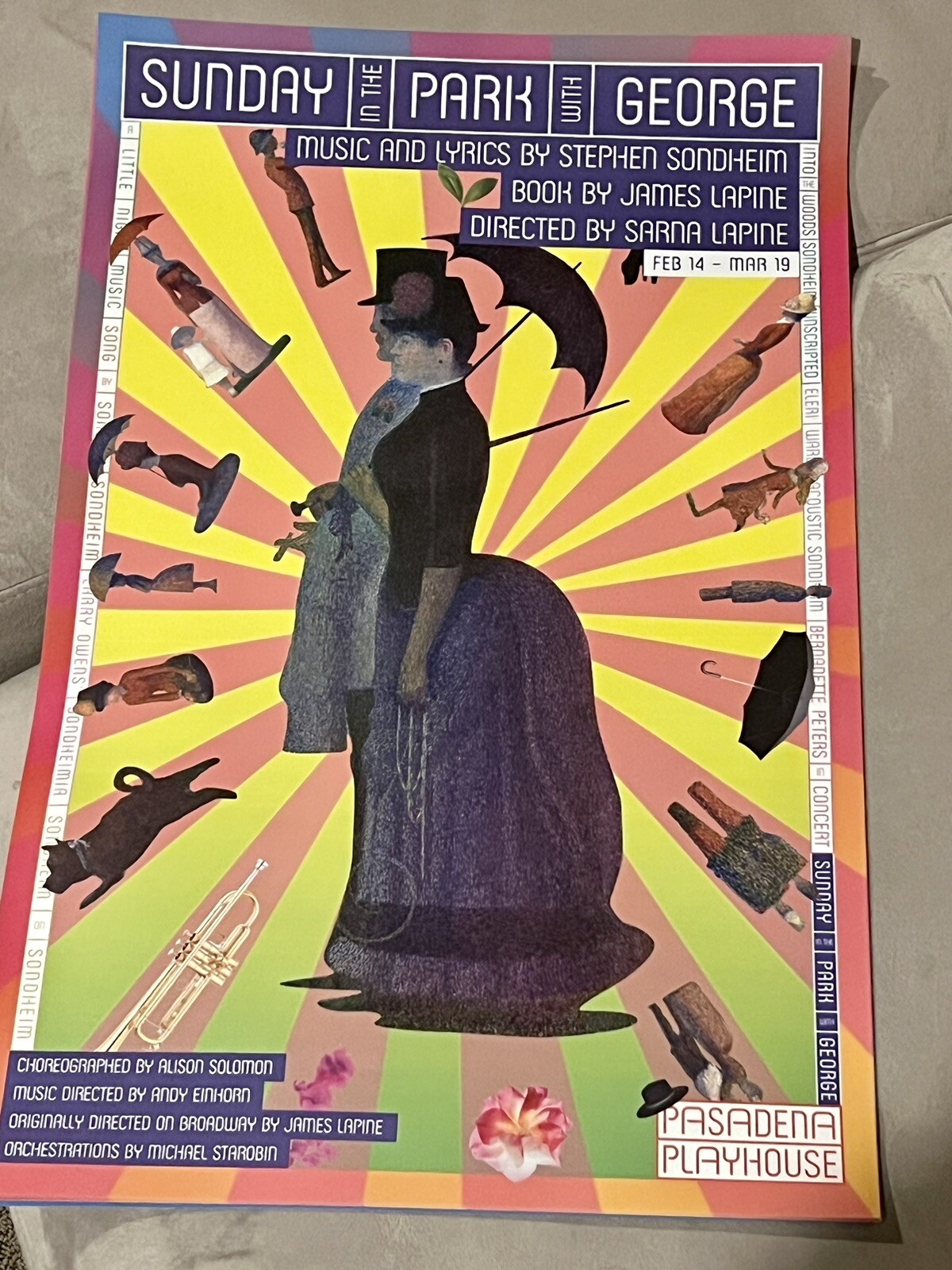 SUNDAY IN THE PARK WITH GEORGE Sondheim 14 x 22 Pasadena Broadway Window Card