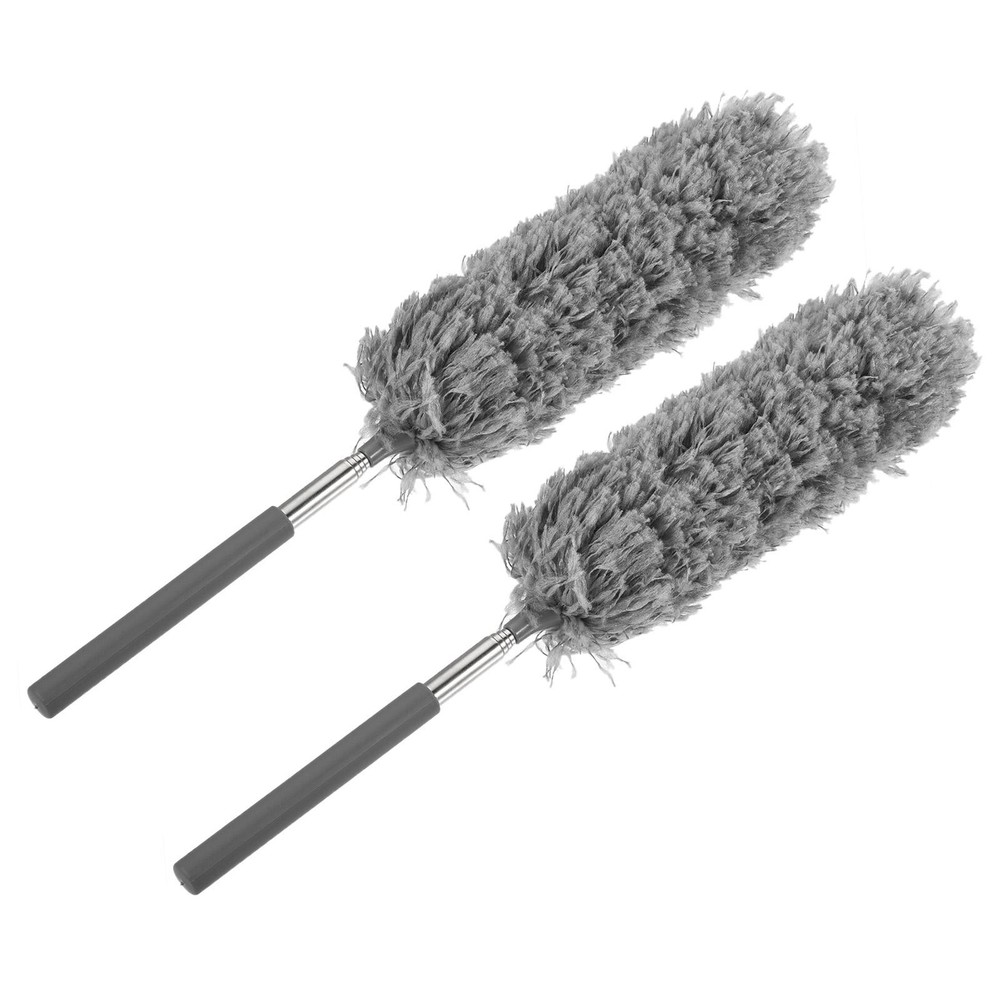 2Pcs 13.8 to 32.7 Inch Microfiber Duster Extendable Dusting Brush Gray