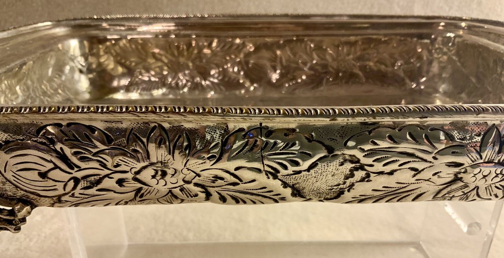 Ornate Silver Plated Footed Casserole-8.5” X 13”