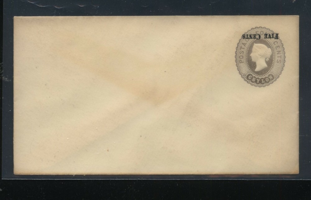 Ceylon  inverted overprint error on postal  envelope      MS0224