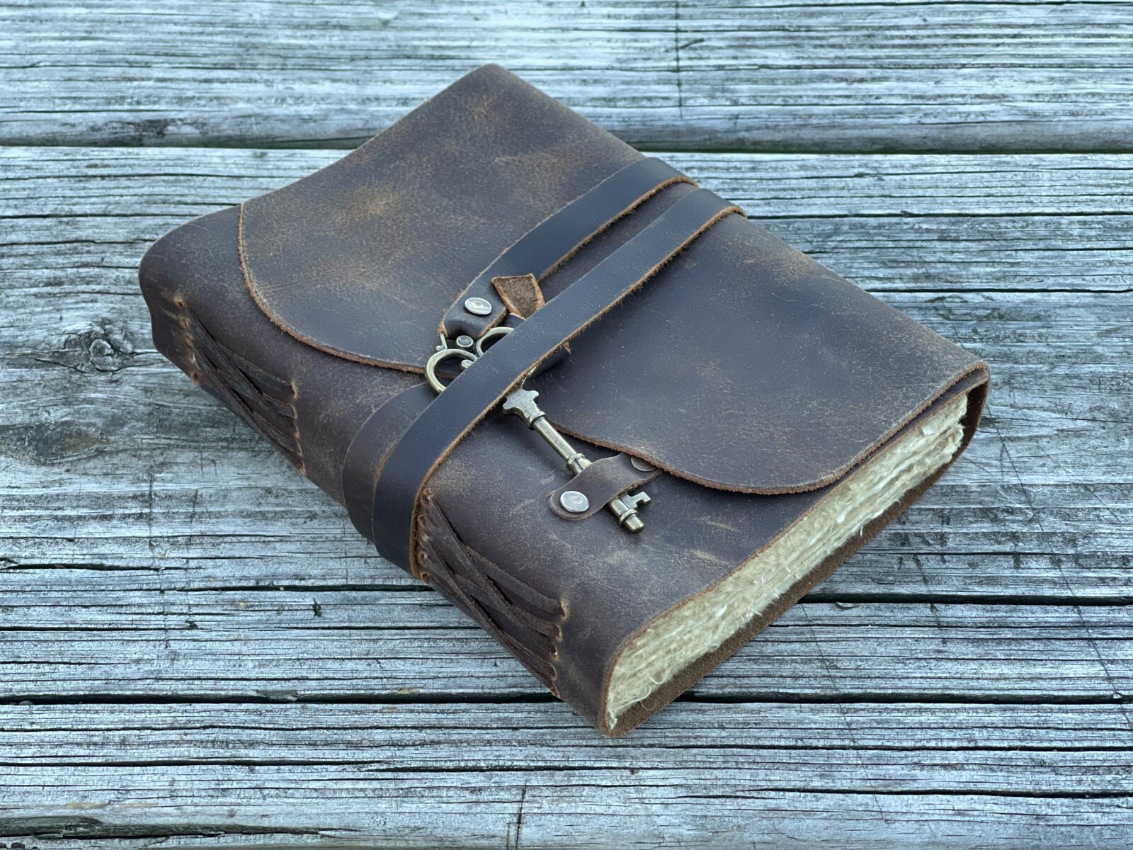 Personalized Leather Journal With Small Defects Handmade Deckle Edge Paper