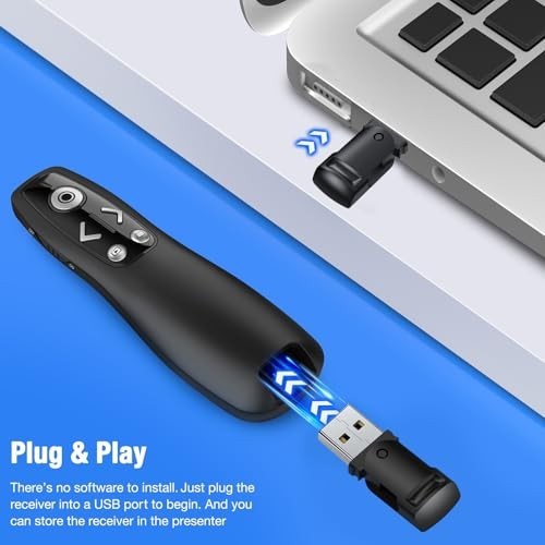 Wireless Presentation Clicker Remote for PowerPoint with Volume Control - Slide