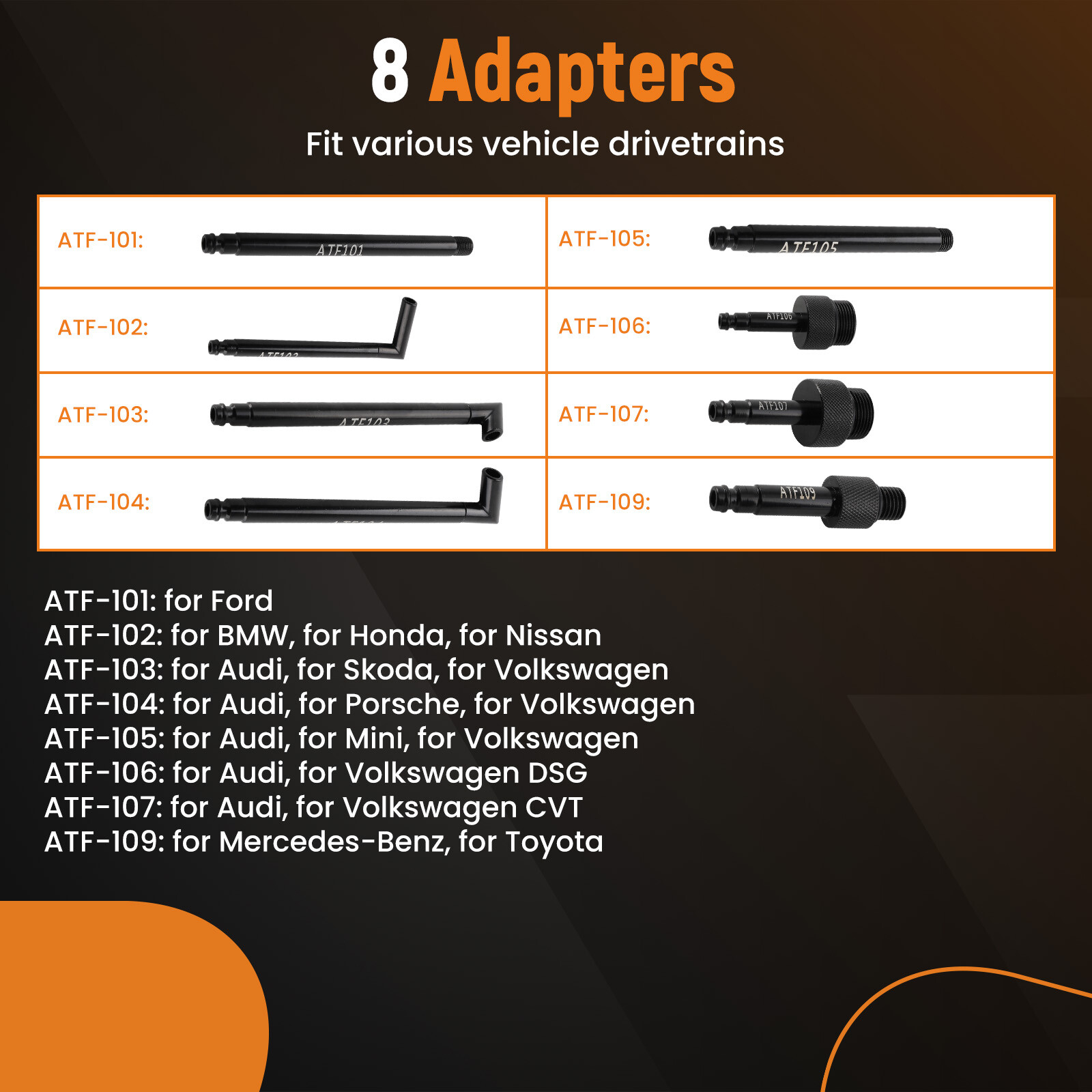 3L Transmission Oil Filling Tool System Fluid Pump Manual 8x ATF Adaptors