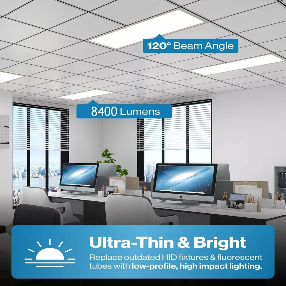 4PACK 2X4 FT LED Flat Panel Light 75 Watts 5000K Daylight Dimmable Drop Lighting