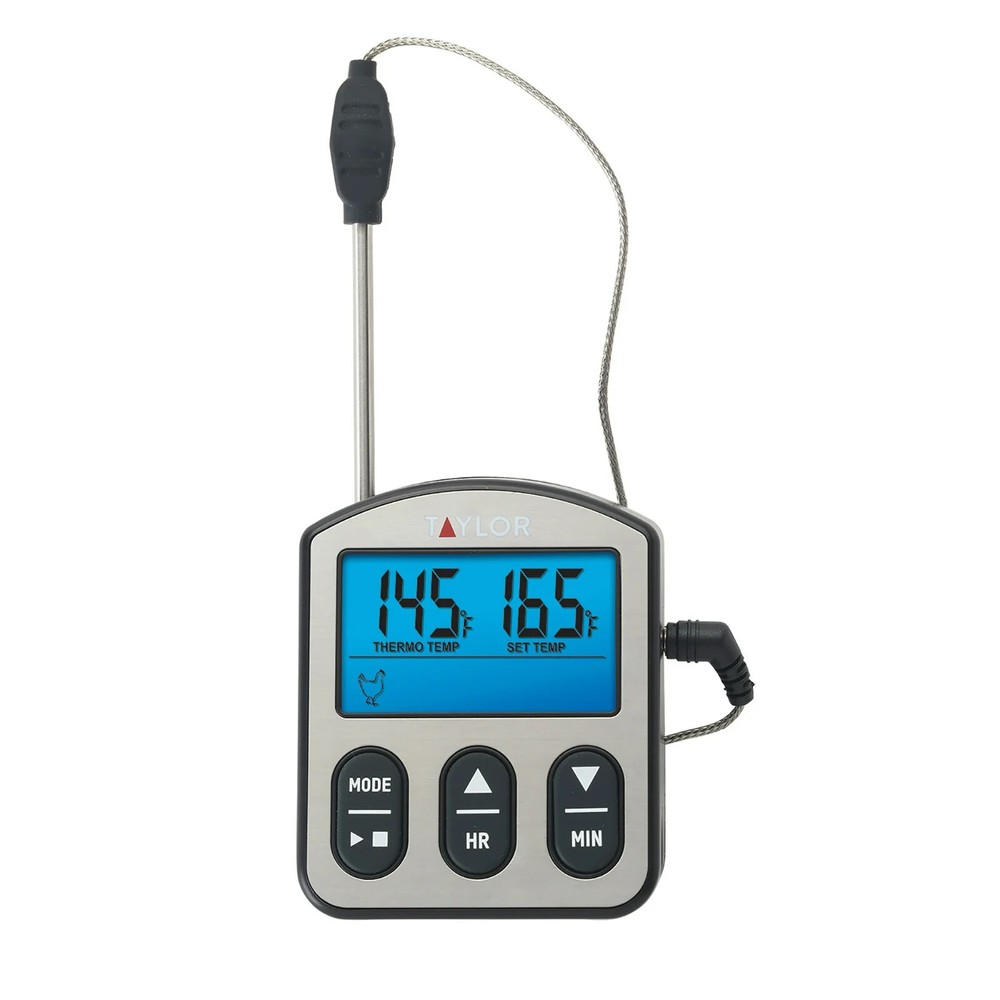TAYLOR Digital Wired Probe Meat Thermometer w/Timer Programmable New in Package