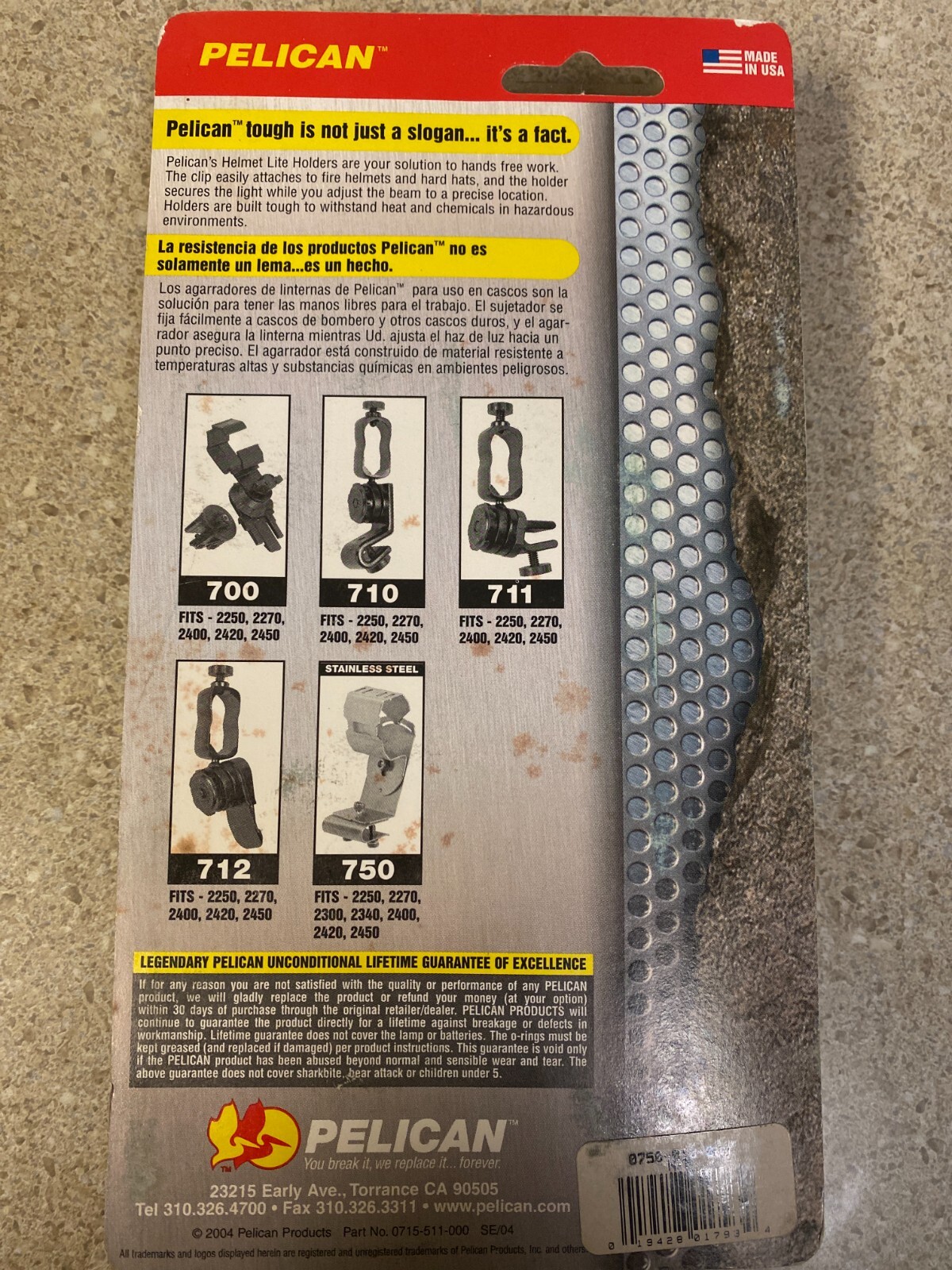 Set of 2, Pelican 750 Helmet Lite Holders for Fire Helmets or Hard Hats