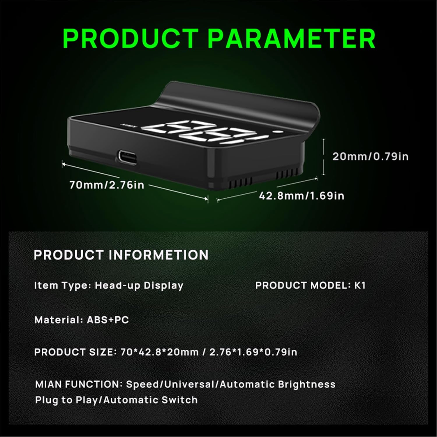 Heads up Display for Cars,Car Hud,Head up Display for Car,Digital GPS HUD Speedo