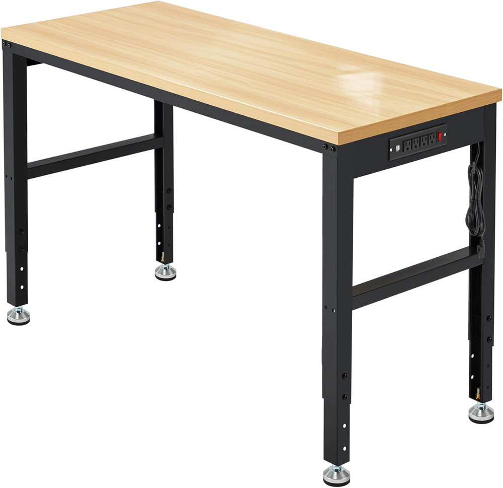 48” Adjustable Workbench，Heavy Duty Wood Work Bench 2000 Lbs Load Capacity,Work
