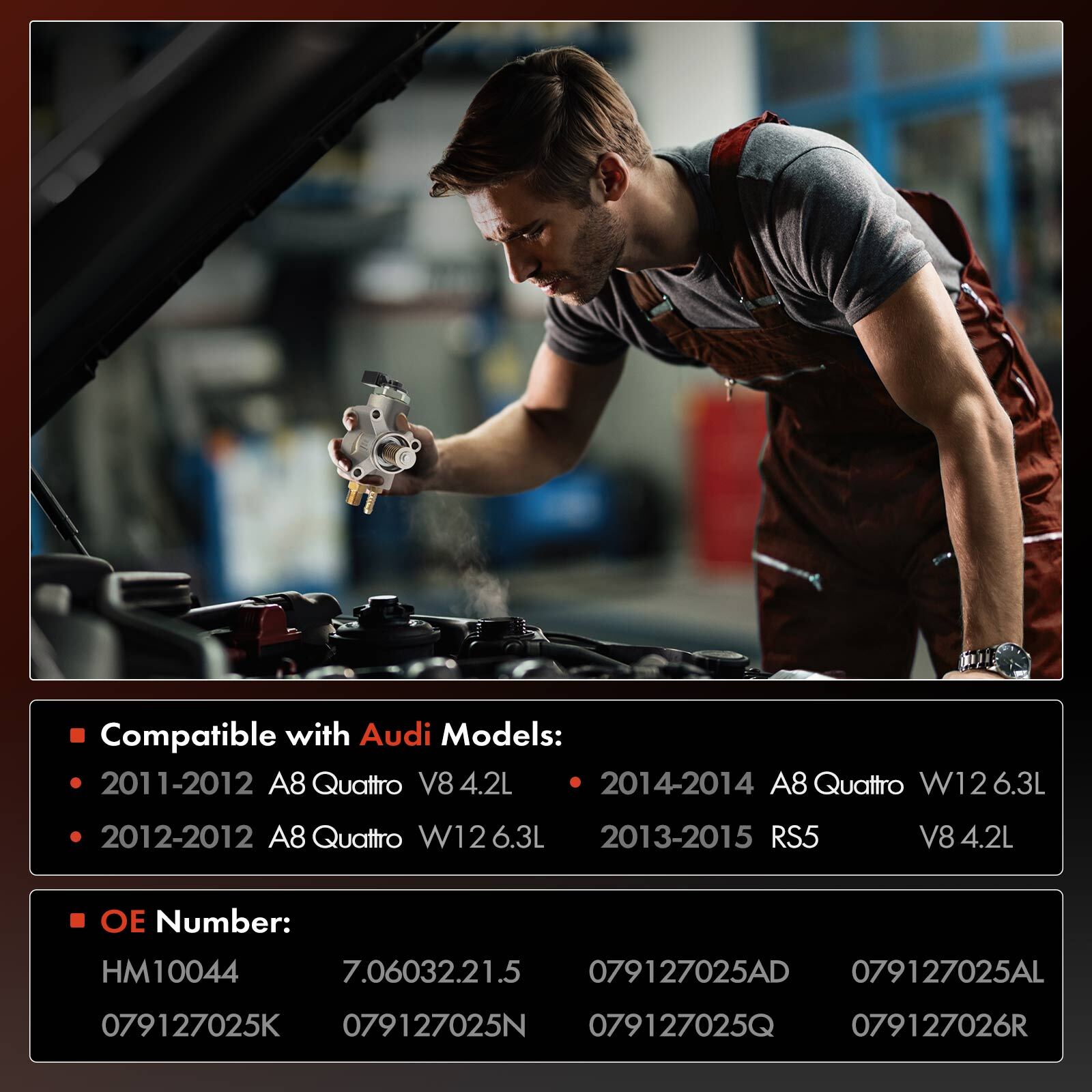 High Pressure Fuel Pump for Audi A8 Quattro 2011 2012 2014 RS5 13-15 4.2L 6.3L