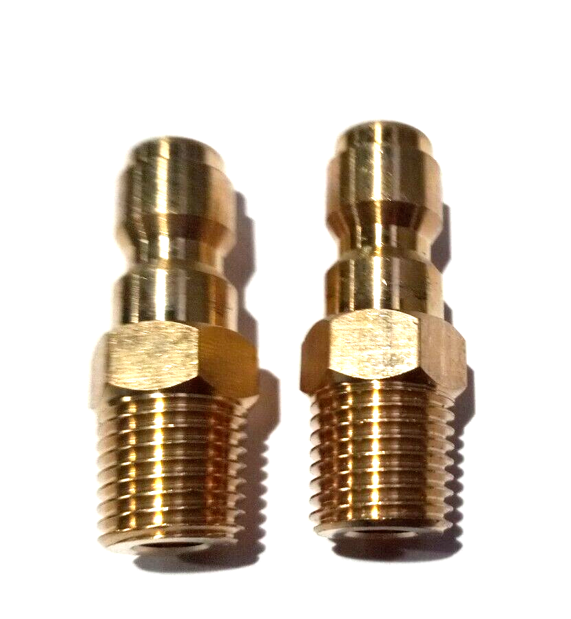 2 pcs. Pressure Washer Solid Brass Quick Coupler Plug, Nipple 1/4 Male NPT