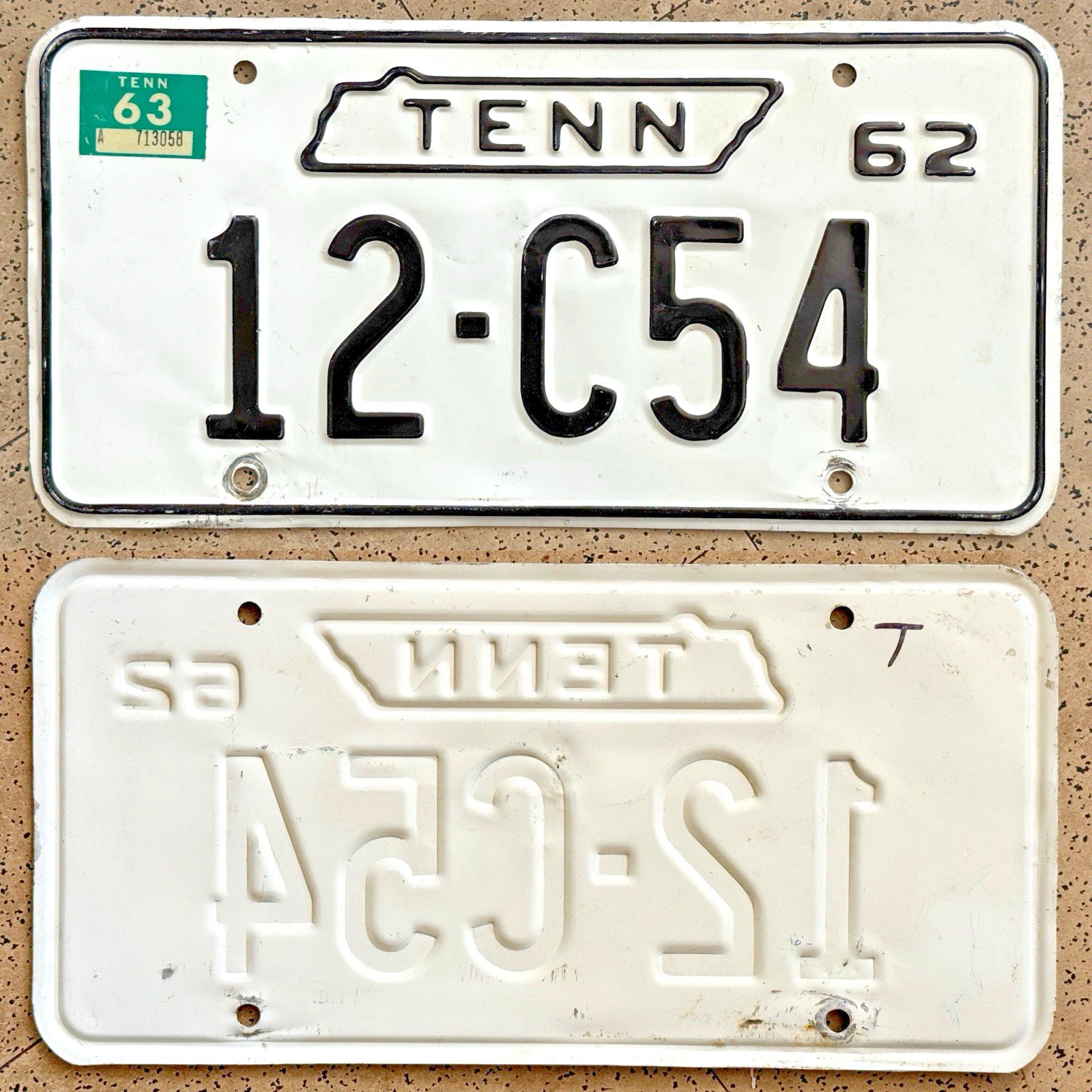 1963/1962 TENNESSEE license plate — GREENE CO — ORIGINAL vintage antique car tag