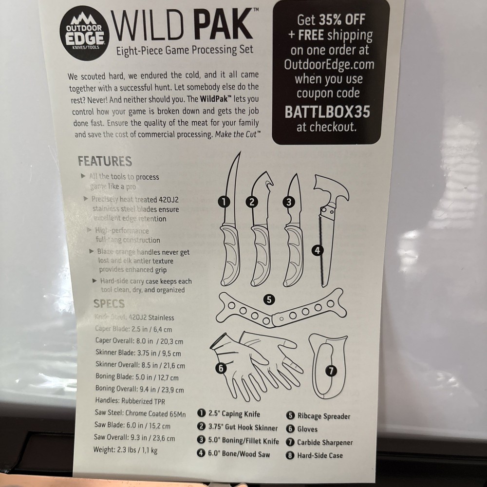Outdoor Edge Wild Pak Game Processing Set - 8 Piece WP-2