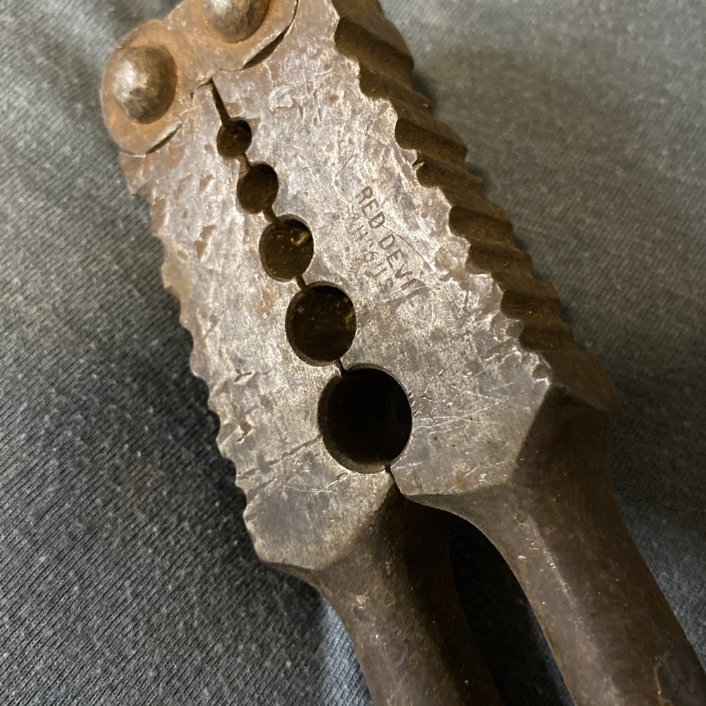 Vintage Red Devil Lineman Crimping Pliers - USED