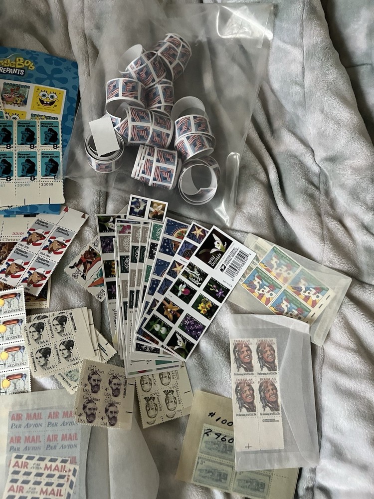 Vintage US Mint stamp Postage Lot face value $150+ sheets partial rolls