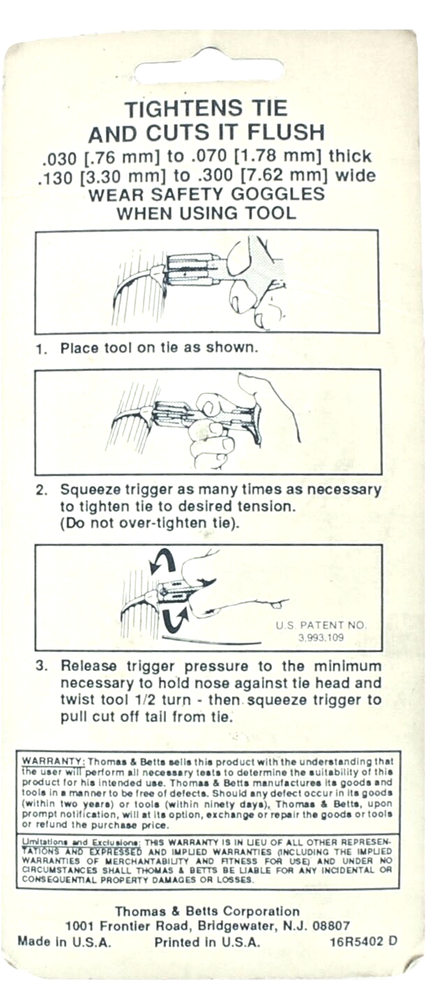 T&B TY-RAP #WT2 Light Duty Cable Tie Installation Tool