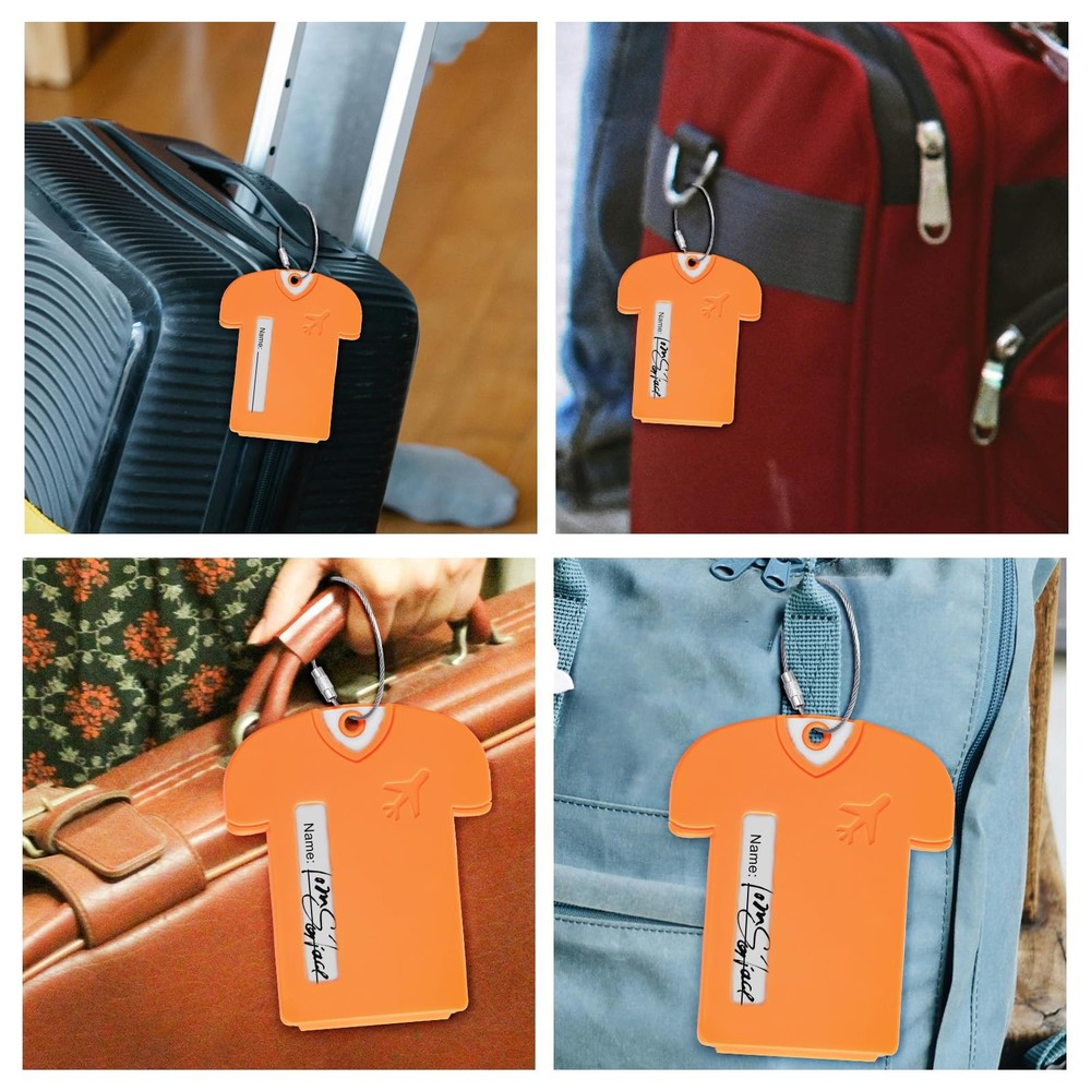Zuihug 2Pack Personalized Jersey Shaped Plastic Luggage Tags - 2PCS, Orange