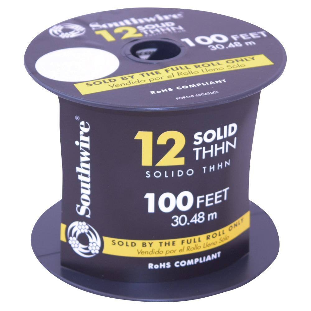 Southwire 100 ft. 12 White Solid CU THHN Wire