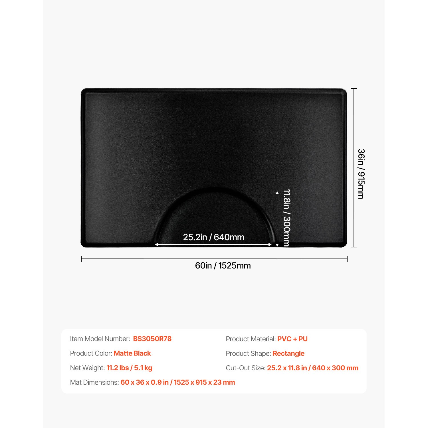 Salon Mat for Hair Stylist 3 x 5 FT Rectangle Salon Chair Mat 7/8" Thick