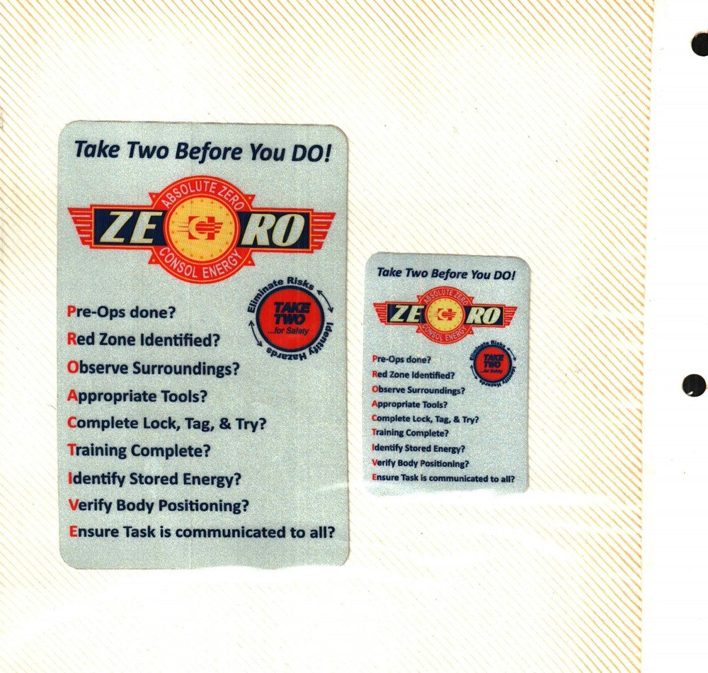 2 DIFF. NICE 1 LARGE 1SMALL ZERO NEW LOGO CONSOL COAL CO  MINING STICKERS  # 684