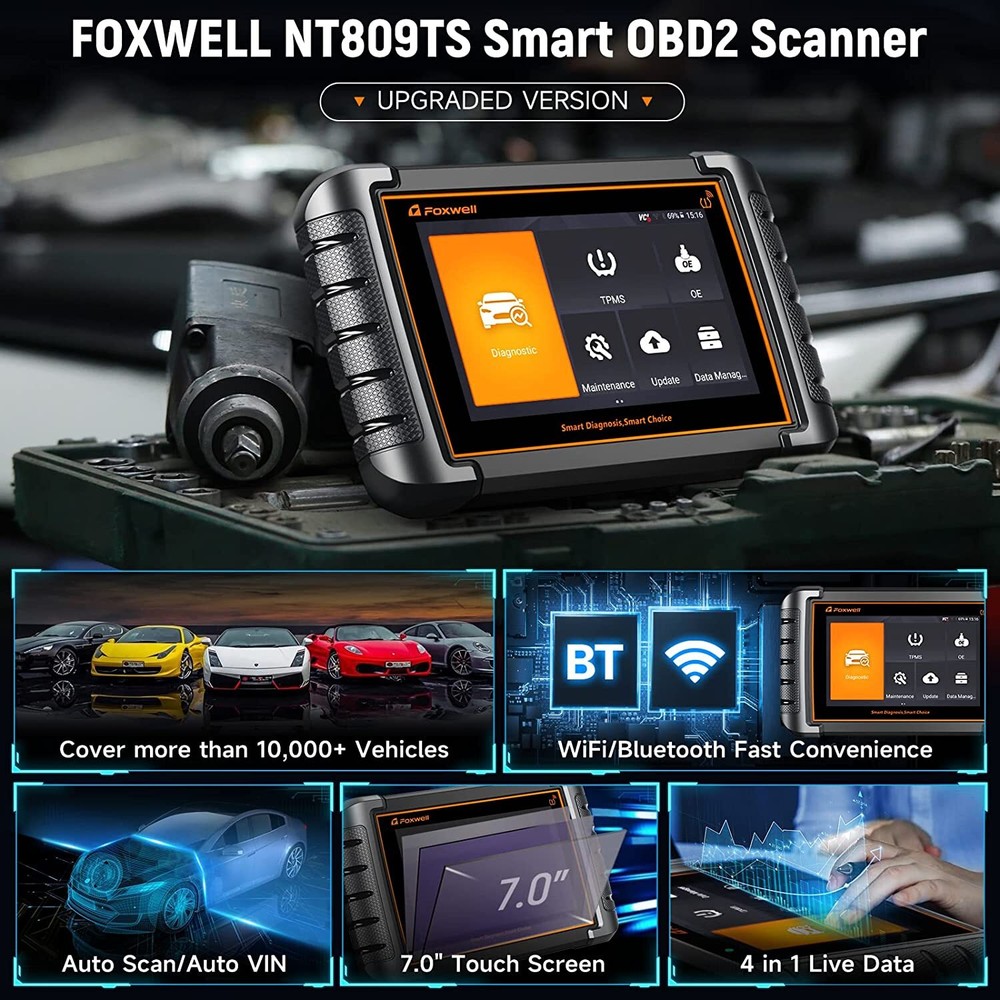 Foxwell NT809TS Pro Bidirectional Car OBD2 Diagnostic Scanner TPMS Programming