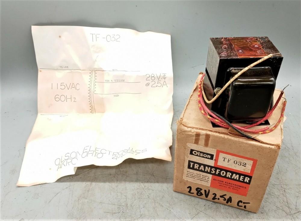 1 OLSON NOS Tf-032   Transformer PRI.115 VAC / SEC 28V C.T. - 2.5A /  14-0-14