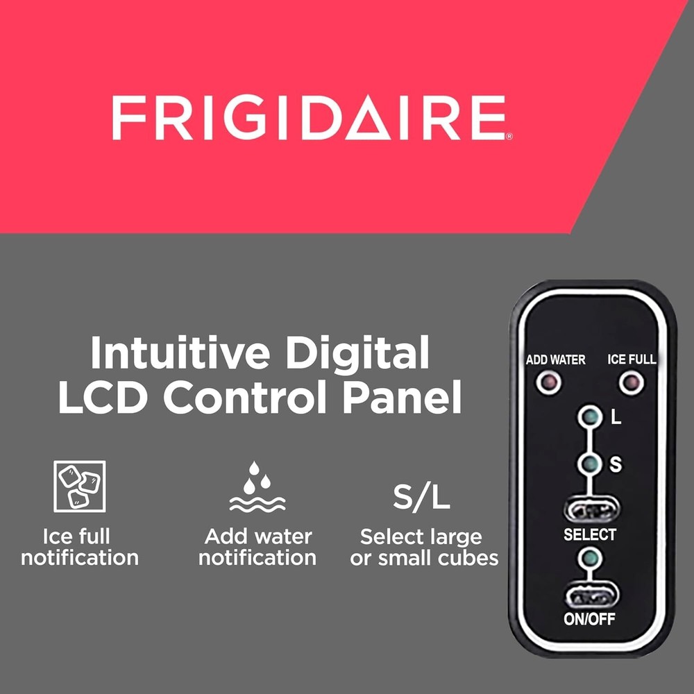 Frigidaire 26 Lbs per day Portable Compact Ice Maker Making Machine, Stainless