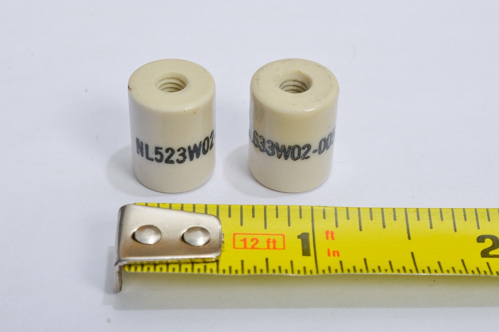 (2)  1/2” DIAMETER 5/8” LONG THREADED CERAMIC STAND OFF INSULATORS COLLINS DRAKE