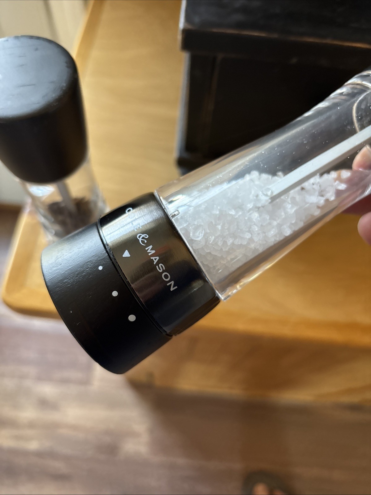 Cole & Mason Derwent Salt & Pepper Mill Set Black Wood Acrylic Grinder Used