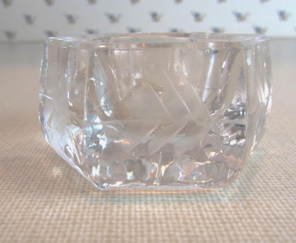 Etched Hexagon Open Salt Cellar Dip ca 1900's