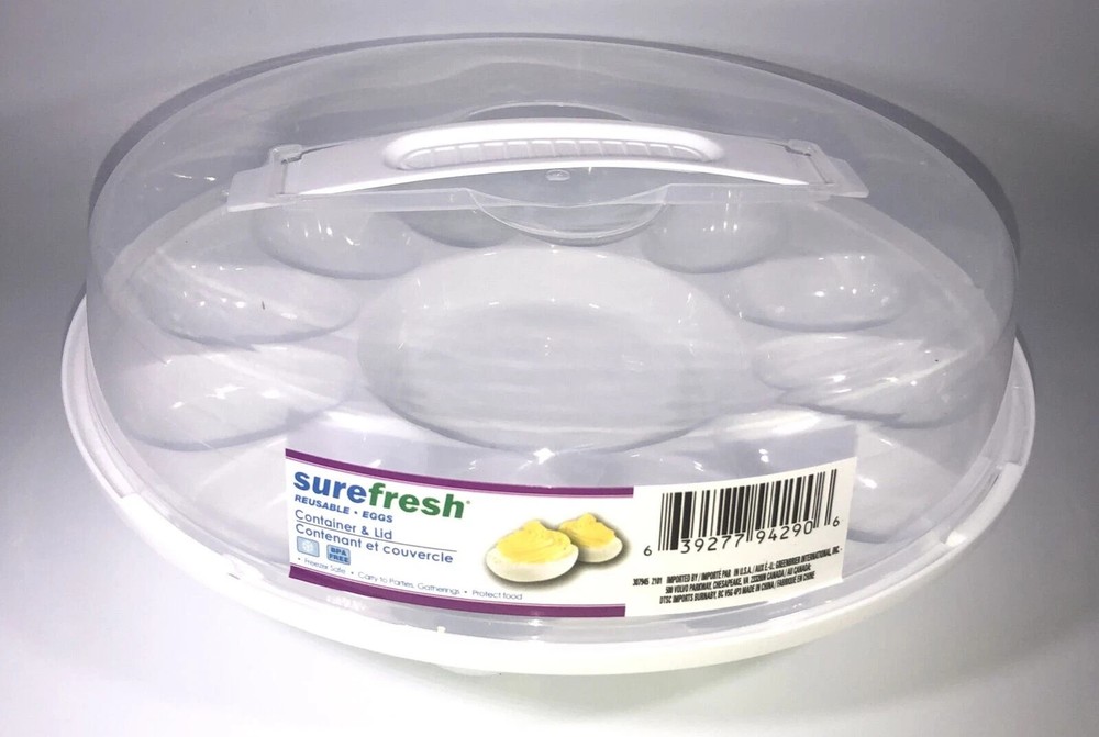 Sure Fresh Deviled Egg Carrier Container & Lid Reusable Holds 12 Eggs Portable