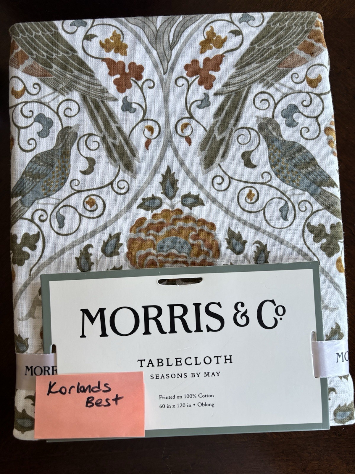 MORRIS & Co Seasons By May Floral Birds 60 x 120 Cotton Tablecloth New