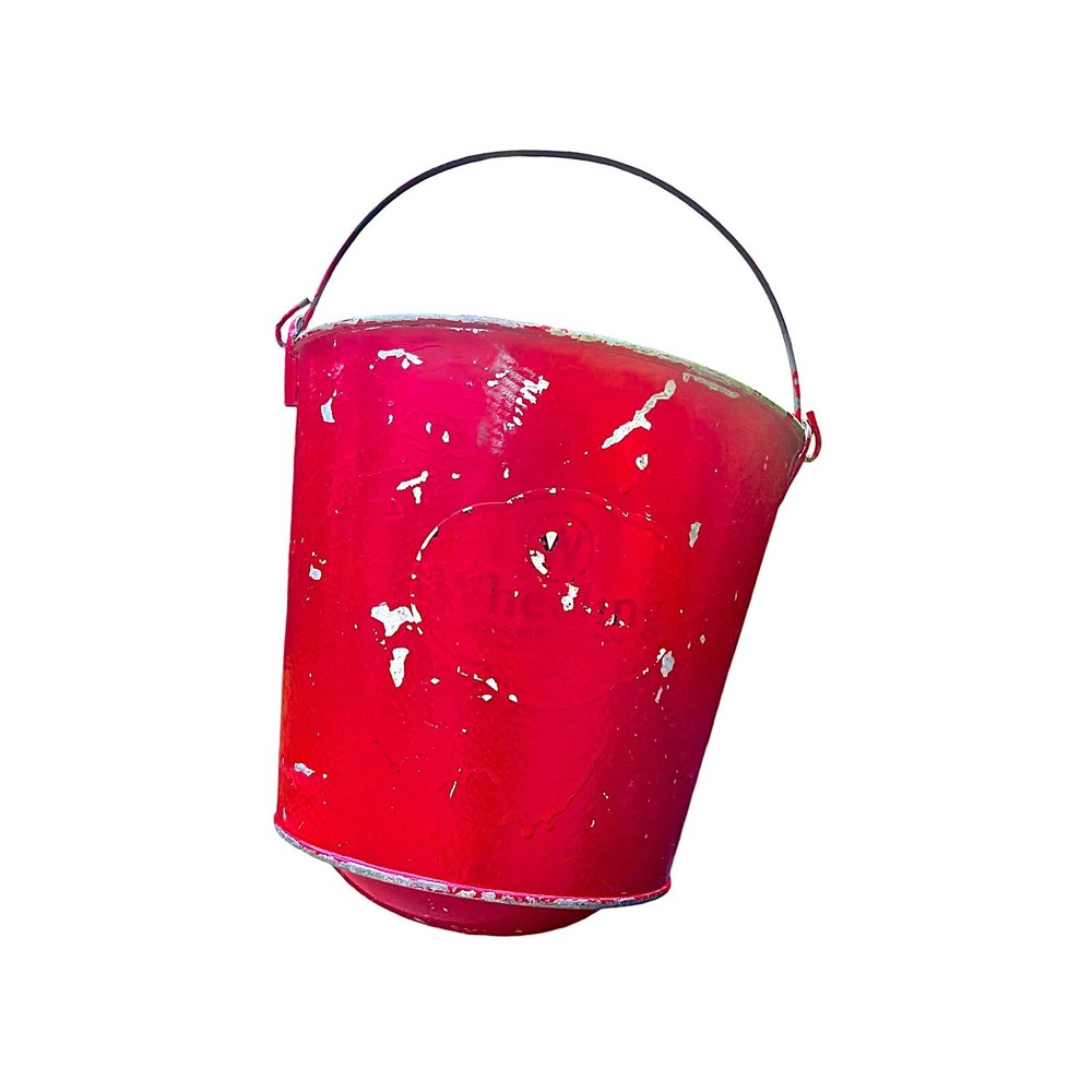 Vintage Wheeling Galvanized Fire Bucket w/ Round Bottom