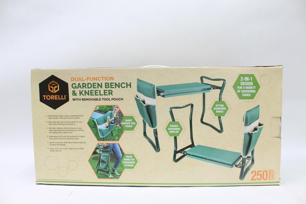 Torelli Dual Function Garden Bench & Kneeler w/ Gardening Tool Set