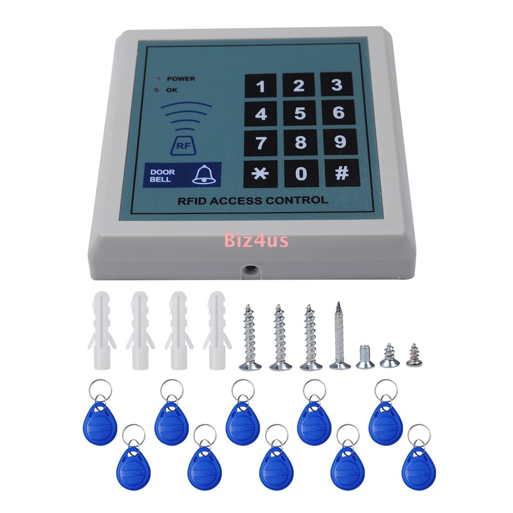 RFID Reader & Password Standalone Door Access Control Keypad+ 10 ID Card keyfobs
