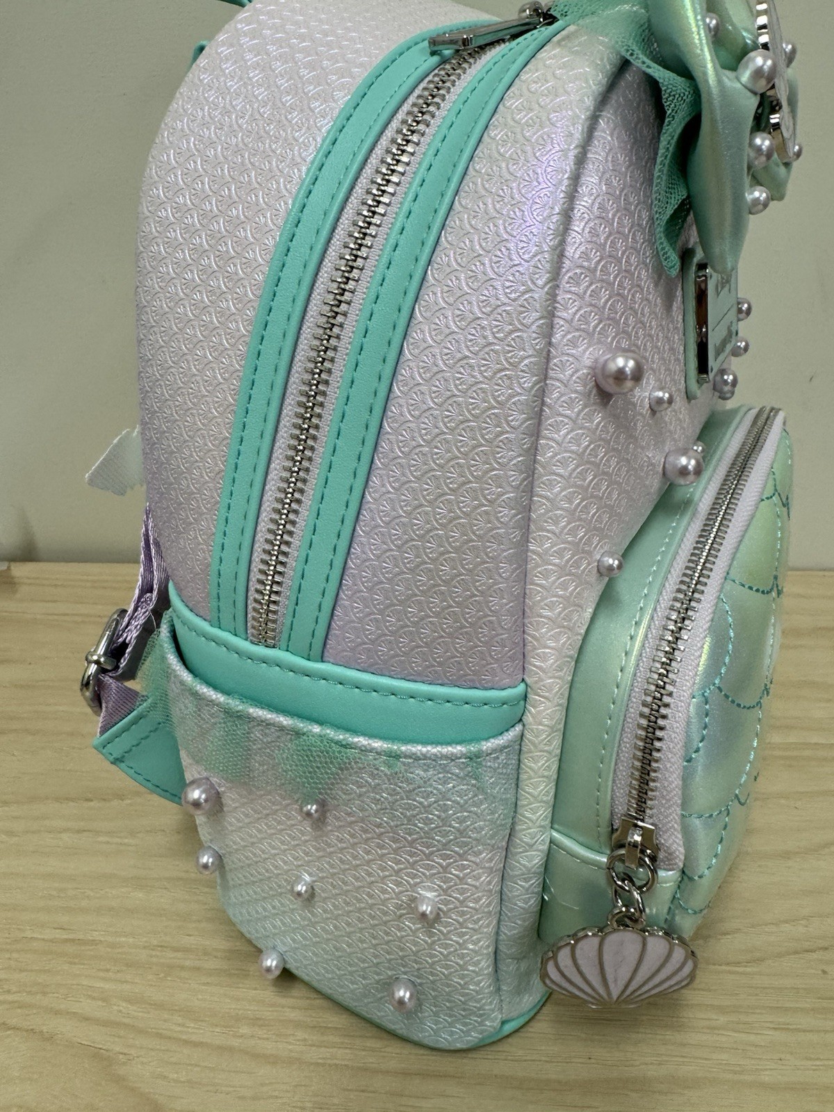 Loungefly Princess Ariel The Little Mermaid Iridescent Pearl Mini Backpack NWT