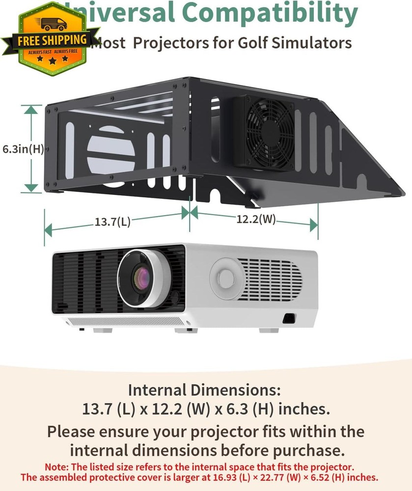 Golf Simulator Projector Cover Floor Mounted Protective Enclosure