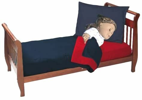 bkb Reversible Doll Bedding Set, Red/Navy