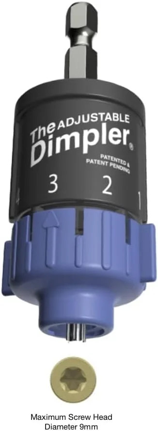 Adjustable DIMPLER ® - Drywall Bit & Screw Gun Attachment, Converts Drill into D