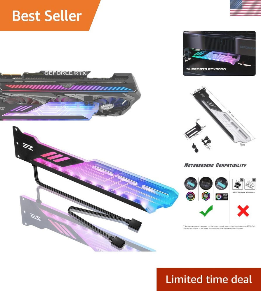 RGB GPU Holder - Wall-Mount Bracket for Adjustable Graphics Card Support