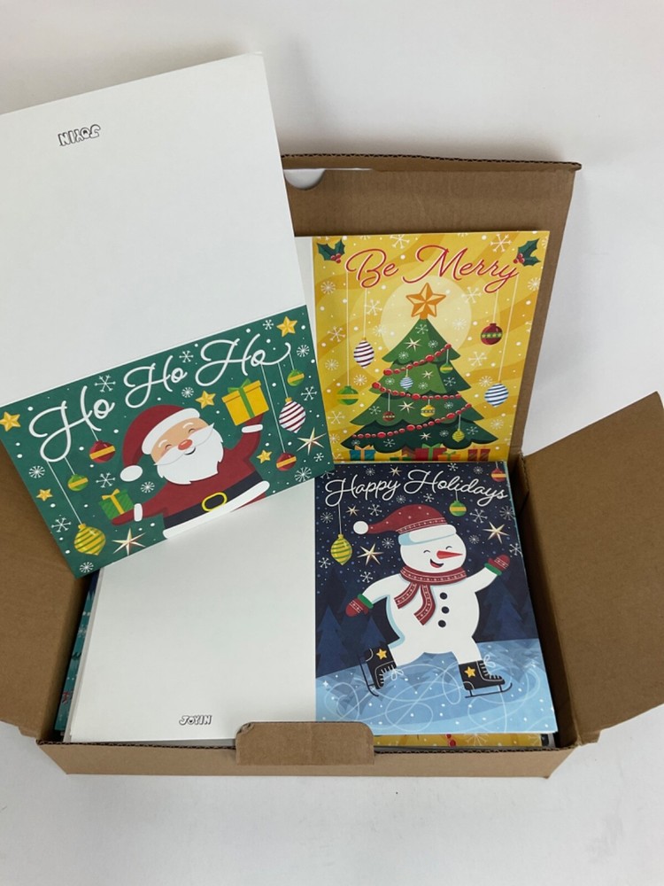 Christmas Greeting Card Set With Envelopes | 72 Pack | Blank Inside Asst Style
