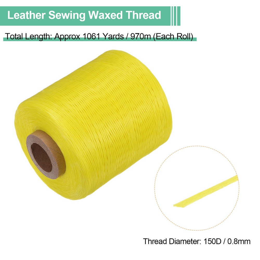 150D Waxed Thread 1061 Yards Polyester Leather Sewing Waxed String Yellow