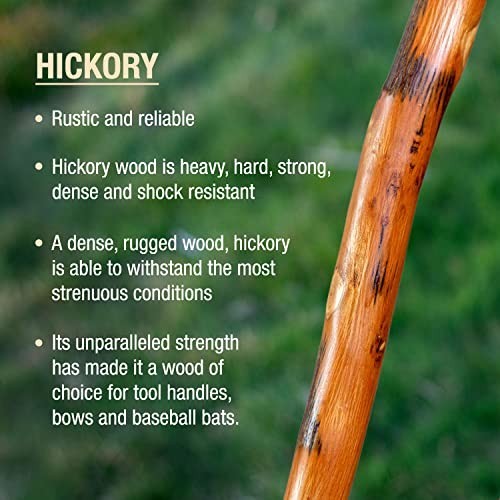 Rustic Hickory Walking Stick with Traditional Handle - Durable & Stylish for Men